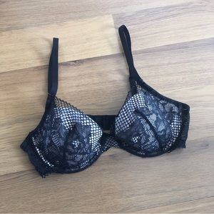 DKNY Black Lace Bra with Nude Cups - 34B